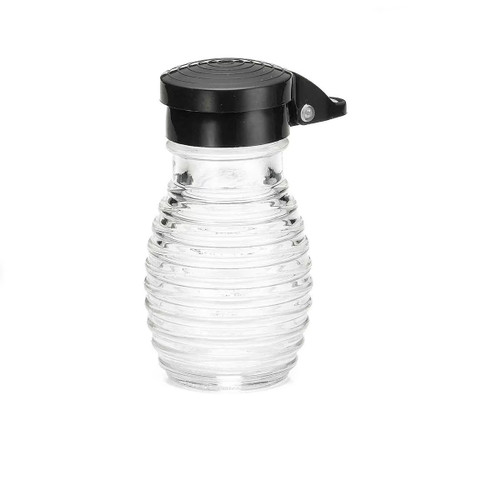 TableCraft Products BH2MPBK 2 Oz. Clear Glass Beehive Salt Or Pepper Shaker With Black Hinged Flip Top