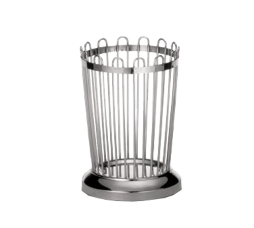 TableCraft Products 258 3.75" W x 3.75" D x 5.38" H Round Stainless Steel Cash & Carry Regent Bread Stick Holder