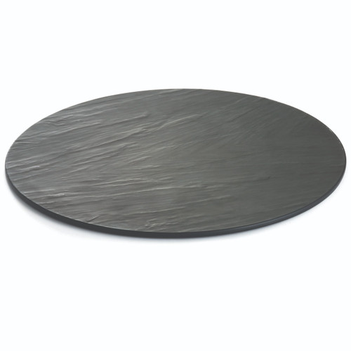 TableCraft Products MG16 16" Dia. Black Round Melamine Frostone Collection Display Tray