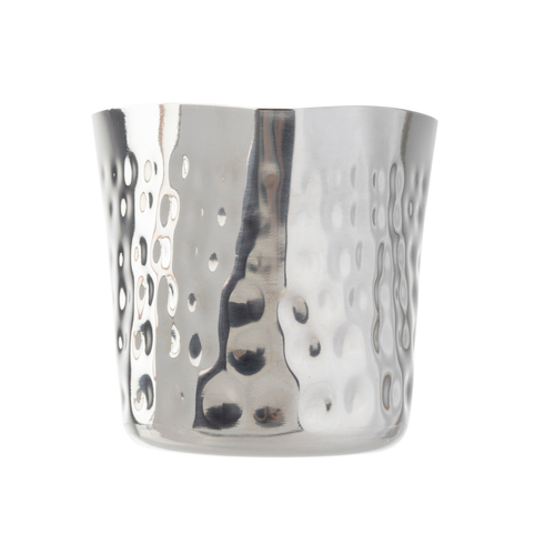 TableCraft Products 10678 3 1/8" x 3 1/8" x 3 3/8" Fry Cup Square Stainless Steel Hammered Finish 13 Oz.