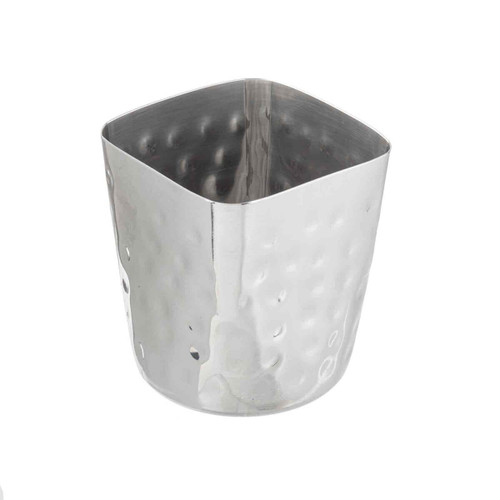 TableCraft Products 10678 3 1/8" x 3 1/8" x 3 3/8" Fry Cup Square Stainless Steel Hammered Finish 13 Oz.