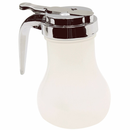 TableCraft Products PP410 10 Oz. Teardrop Design Chrome Plated Metal Top Polypropylene Transparent Syrup Dispenser