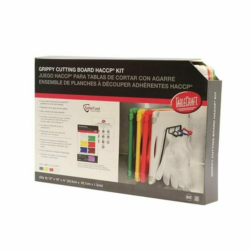TableCraft Products CBG1218APK4 12" W x 18" D Plastic Cash & Carry Grippy Cutting Board HACCP Kit