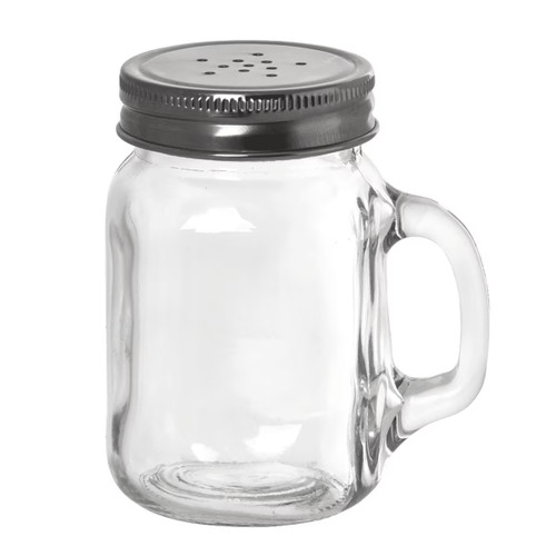 TableCraft Products H475S&P 4 3/4 Oz. 2 7/8" W x 2 1/8" D x 3 1/4" H Glass Cash & Carry Mason Salt/Pepper Shaker - 6/Case