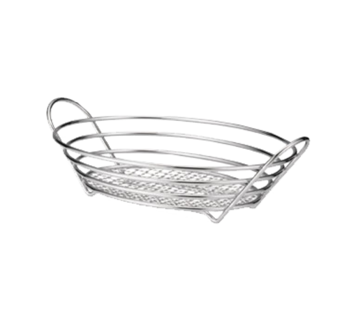 TableCraft Products H7176 13 3/4" W x 10 3/4" D x 3 1/4" H Oval Chrome Plated Serving Basket