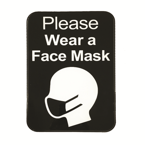 TableCraft Products 10542 9" H x 6" W Please Wear A Face Mask Black Plastic Self Adhesive Backing Sign