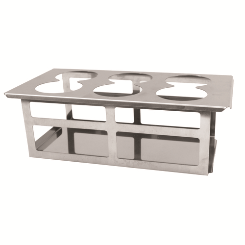 TableCraft Products SQH6 13" W x 7" D x 4 1/2" H Holds Up To (6) 16 Oz. Bottles 18/8 Stainless Steel Squeeze Bottle Template