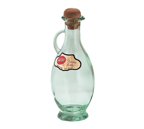 TableCraft Products H9220 8 Oz. Green Tint Cash & Carry Tuscany Olive Oil Glass Bottle With Cork Stopper