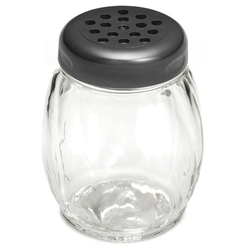 TableCraft Products P260BK 6 Oz. Black Perforated Plastic Top Swirl Shaker - 12/Case