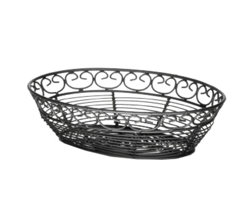 TableCraft Products BK27409 9" W x 6" D x 2.5" H Black Oval Mediterranean Collection Basket