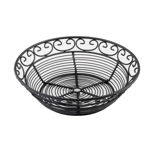 TableCraft Products BK27409 9" W x 6" D x 2.5" H Black Oval Mediterranean Collection Basket