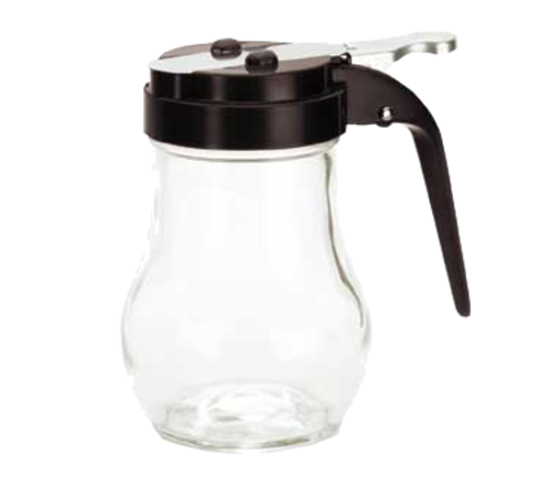 TableCraft Products 406BK 6 Oz. Teardrop Glass Syrup Dispenser  With Black Plastic Top