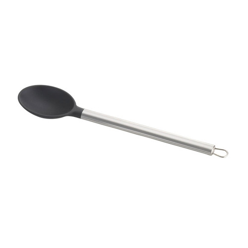 TableCraft Professional Bakeware CW400 13" Black Silicone Head Stainless Steel Handle Serving Spoon