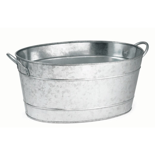TableCraft Products HBT1914 5.5 Gal. 22.75" W x 14.5" D x 9.75" H Oval Galvanized Steel Beverage Tub - 6/Case