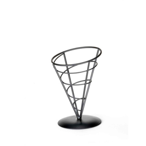 TableCraft Products AC57  5" W x 7" H Vertigo Collection Black Powder Coated Metal Appetizer Cone Basket