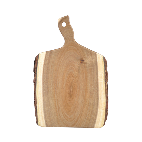 TableCraft Products ACABB1409 14" W x 9" D x 3/4" H Wood Cash & Carry Acacia Bread Board With Bark Lined