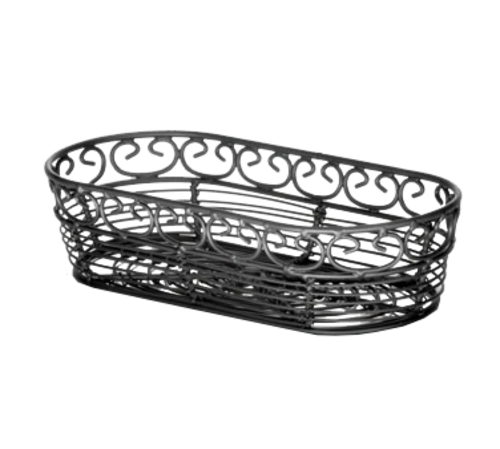 TableCraft Products BK21709  9" W x 4" D x 2.25" H Black Oblong Mediterranean Collection Basket
