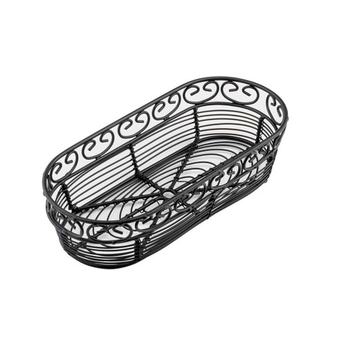 TableCraft Products BK21709  9" W x 4" D x 2.25" H Black Oblong Mediterranean Collection Basket