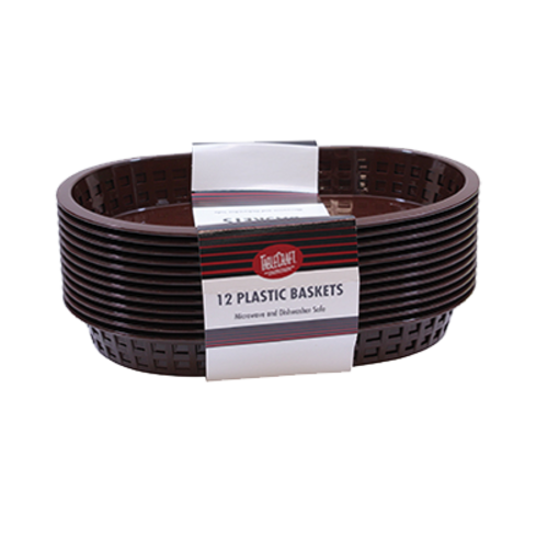 TableCraft Products C1076BR 10.5" W x 7" D x 1.5" H Brown Plastic Cash & Carry Chicago Baskets