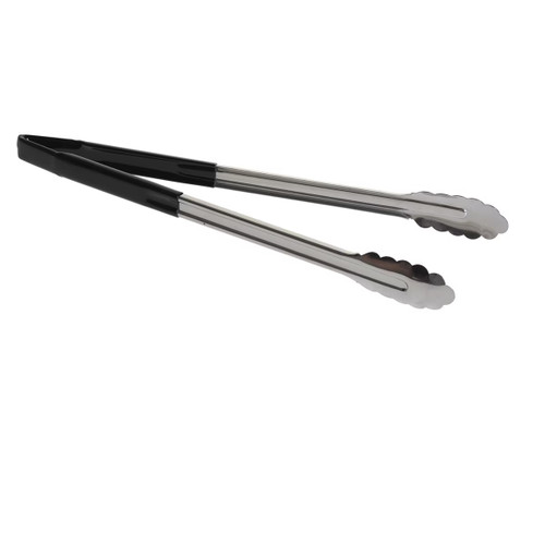 TableCraft Products 3716BKEU 16" Spring Steel Black Vinyl Coated Tongs