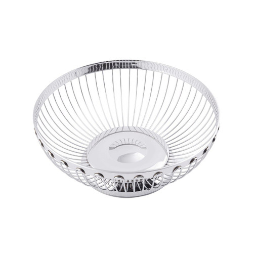 TableCraft Products 6170 8" W x 3 1/4" H Round Chrome Plated Cash & Carry Regent Basket