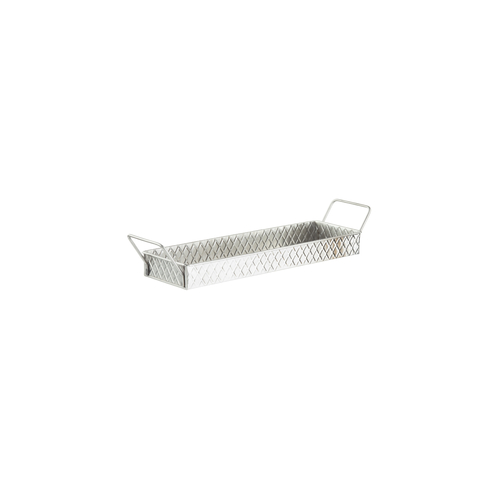 TableCraft Products 10488 14 1/2" W x 4 1/2" D Rectangular Stainless Steel Lattice Collection Snack Tray