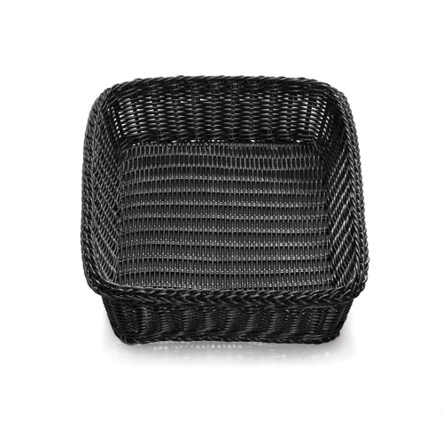 TableCraft Products M2493 19" W x 14" D x 4" H Black Rectangular Polypropylene Ridal Collection Basket