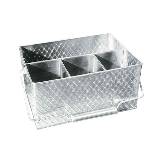 TableCraft Products 10040 10 3/4" W x 8 1/2" D x 4 3/4" H 4 Compartment Rectangular Stainless Steel Lattice Collection Caddy