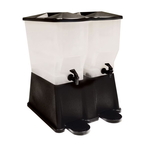 TableCraft Products TW53DP Two 3 Gallon Reservoirs Polypropylene Black Slimline Beverage Dispenser