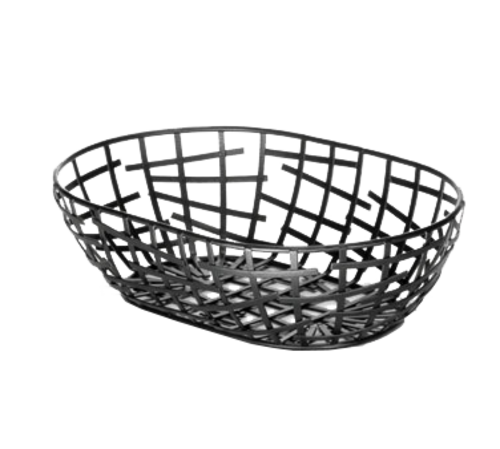 TableCraft Products BC7409 9" W x 6" D x 2 1/2" H Oval Black Powder Coated Metal Complexity Collection Serving Basket