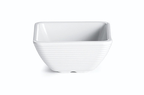 TableCraft Products RAMS3W 3 Oz. Square Melamine White Ribbed SaferFoods Solutions Ramekin - 12/Case