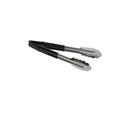 TableCraft Products 3774BKEU 9 - 1/2" Spring Steel Black Vinyl Coated Tongs
