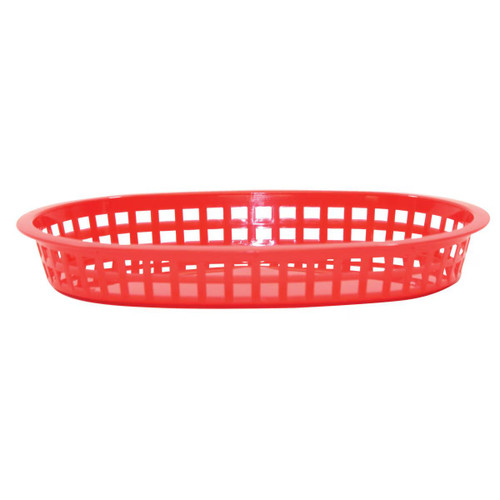 TableCraft Products 1076R Red Oval Chicago Plastic Basket - 36/Case