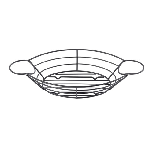 TableCraft Products H711372BK 13" W x 7" D x 2" H Black Oval Metal Meranda Serving Basket