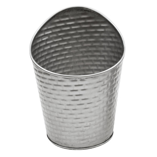 TableCraft Products GTSS375 10 Oz. 3 3/4" Dia. x 4 3/4"H Angled Stainless Steel Brickhouse Collection Fry Cup