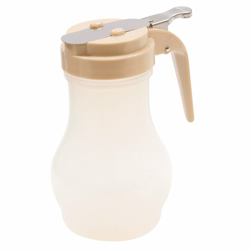 TableCraft Products PP410A 10 Oz. Teardrop Design Almond ABS Plastic Top Polypropylene Transparent Syrup Dispenser