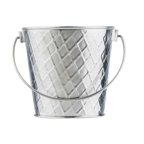 TableCraft Products 10041 4" W x 3 3/4" H 16.5 Oz. With Handle Stainless Steel Lattice Collection Pail