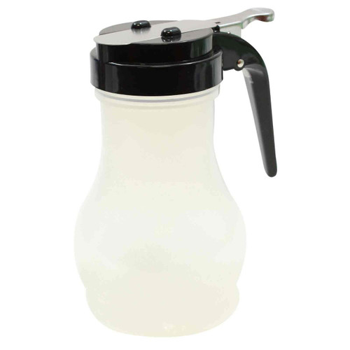 TableCraft Products PP410BK 10 Oz. Teardrop Design Black ABS Plastic Top Polypropylene Transparent Syrup Dispenser