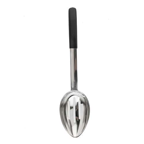 TableCraft Products AM5354BK 6 Oz. Slotted Stainless Steel Antimicrobial Spoon With Black Vinyl Coated Handle