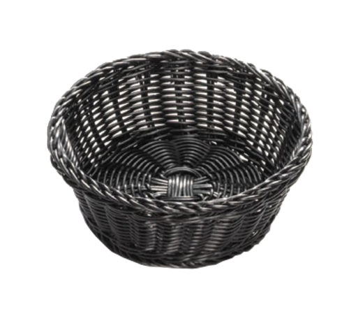 TableCraft Products M2475 8 1/4" Dia. x 3 1/4"H Black Round Polypropylene Ridal Collection Basket