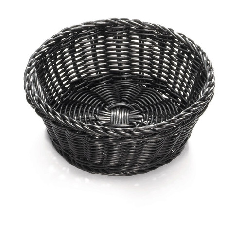 TableCraft Products M2475 8 1/4" Dia. x 3 1/4"H Black Round Polypropylene Ridal Collection Basket