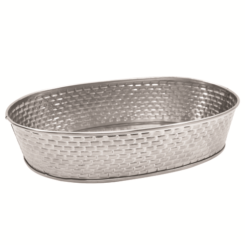 TableCraft Products GPSS96 9 1/2" W x 6" D x 2" H Oval Stainless Steel Brickhouse Collection Serving Platter