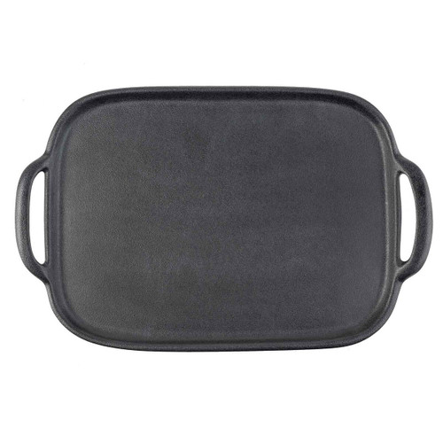 TableCraft Products 10048 20 3/8" W x 13 1/4" D x 1 1/2" H Black Large Rectangular Melamine Faux Cast Iron Tray