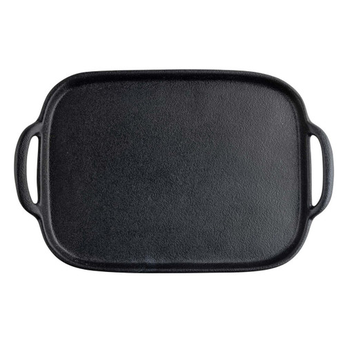 TableCraft Products 10047 12 1/4" W x 8" D x 1 1/4" H Black Small Rectangular Melamine Faux Cast Iron Tray