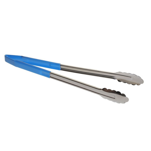 TableCraft Products 3716BLEU 16" Spring Steel Blue Vinyl Coated Tongs