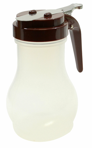 TableCraft Products PP410B 10 Oz. Teardrop Design Brown ABS Plastic Top Polypropylene Transparent Syrup Dispenser