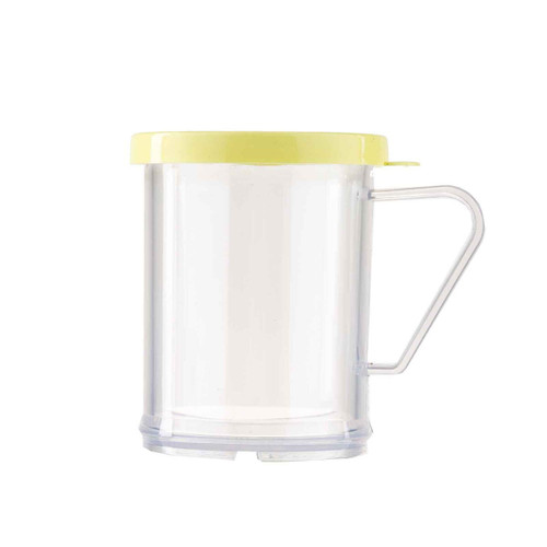 TableCraft Products 166D 10 Oz. Poly With Handle & Yellow Snap Tight Plastic Dredge/Shaker For Cheese - 12/Case