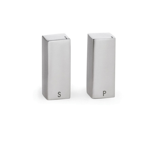TableCraft Products 167 1 1/2 Oz. 1 3/16" x 3 1/8"H Square Stainless Steel Salt/Pepper Shaker - 6 Sets of 2
