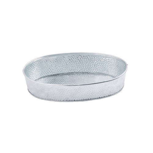 TableCraft Products GP96 9 1/2" W x 6" D x 2" H Oval Galvanized Steel Galvanized Collection Dinner Platter