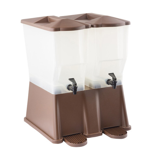 TableCraft Products TW54DP Two 3 Gallon Reservoirs Polypropylene Brown Slimline Beverage Dispenser